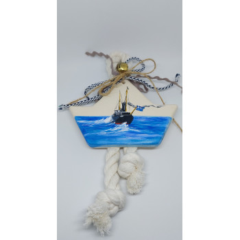 HAND PAINTED CERAMIC BOAT CHARM